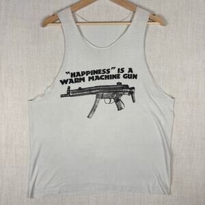 RARE Obscure Vintage Happiness is a Warm Machine Gun HK MP5 Medium Tank Top